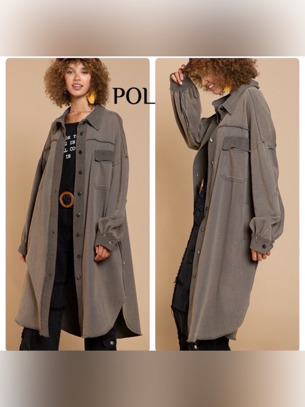 POL Long sweater jacket with balloon sleeves